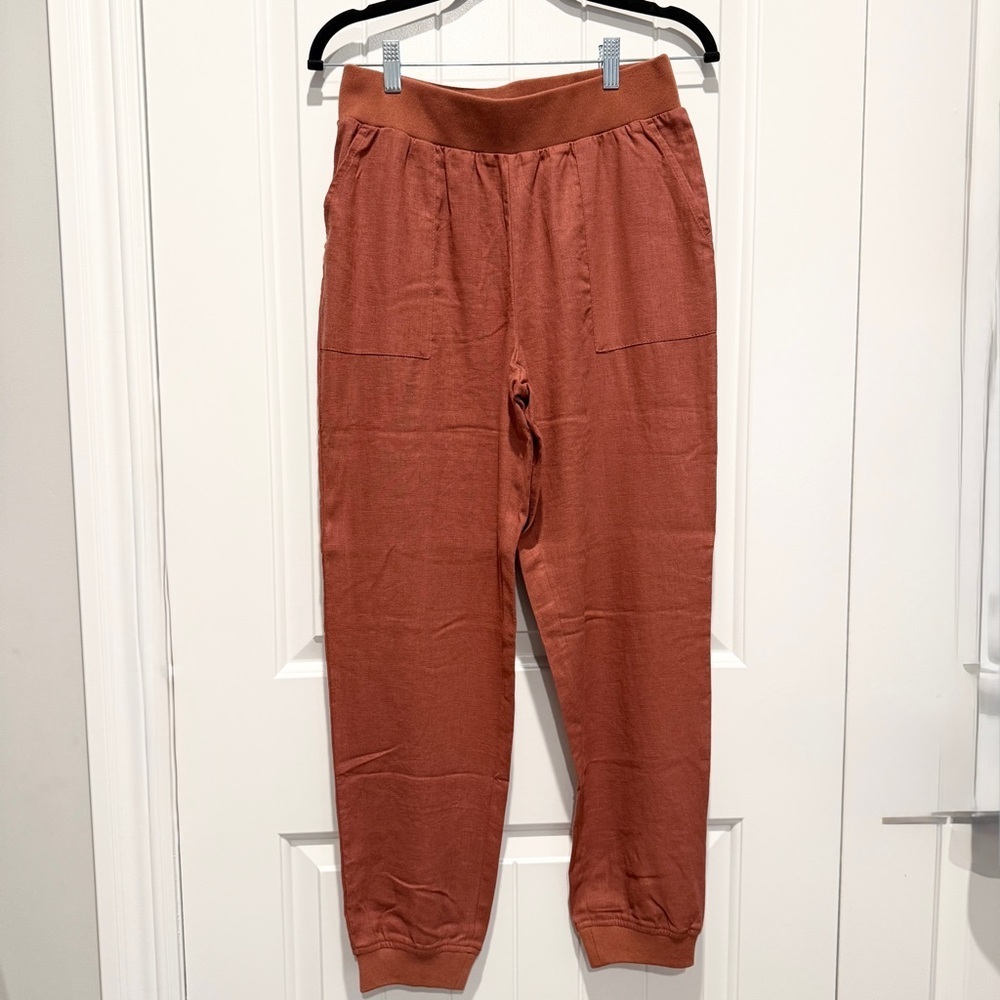 Women's Linen Blend Terracotta Joggers - Picture 2 of 8